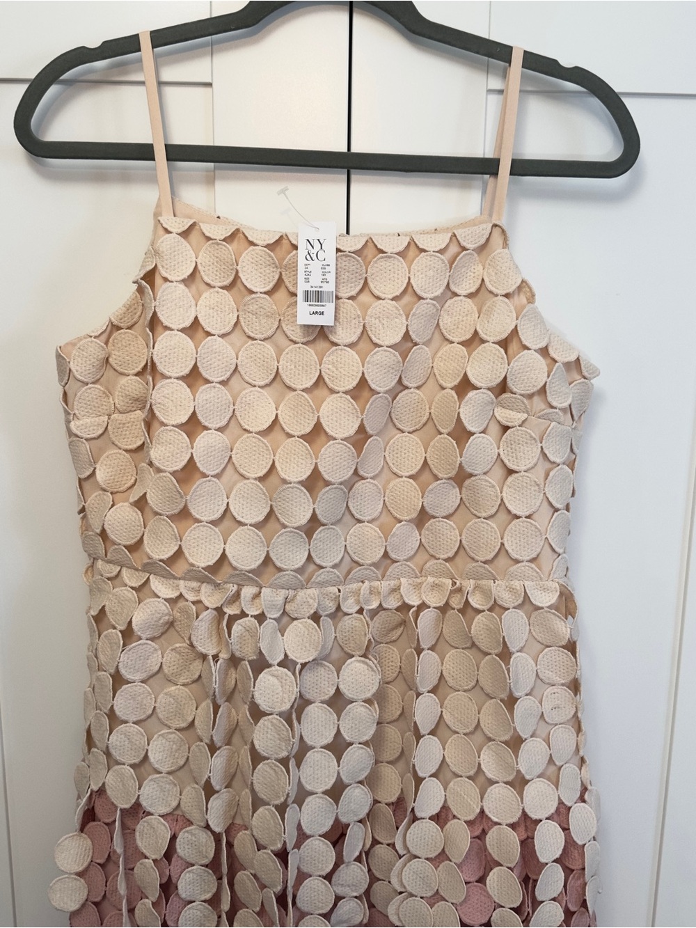 Fringe Tiered Circle Dress Sz MED-LG By Just Me Cream, Pink and Brown NEW! - Picture 4 of 7